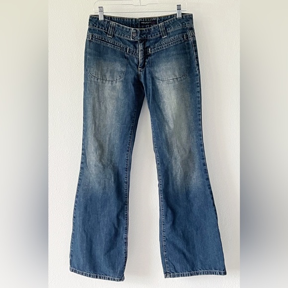 American eagle outfitters vintage Y2K flare low rise boho blue jeans size 6 - Picture 2 of 14
